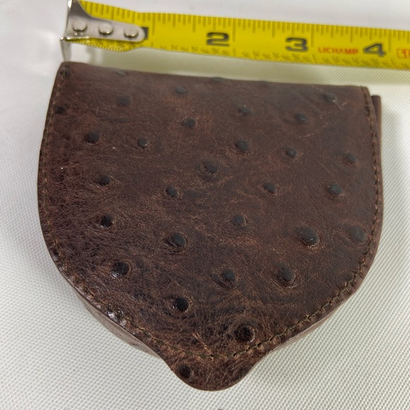 BALENCIAGA Exotic Ostrich Leather Two-Pocket Coin Purse (Dark Brown) - Picture 8 of 12